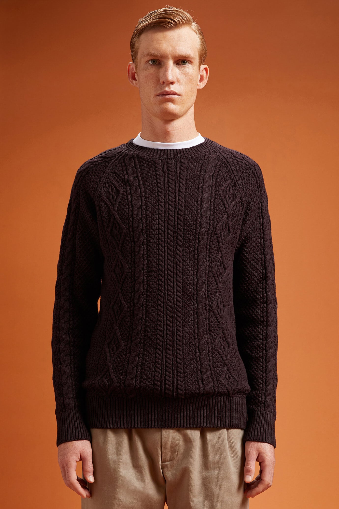 Doppelganger - Maglia uomo girocollo 100% cotone lavorazione intrecciata regular fit
