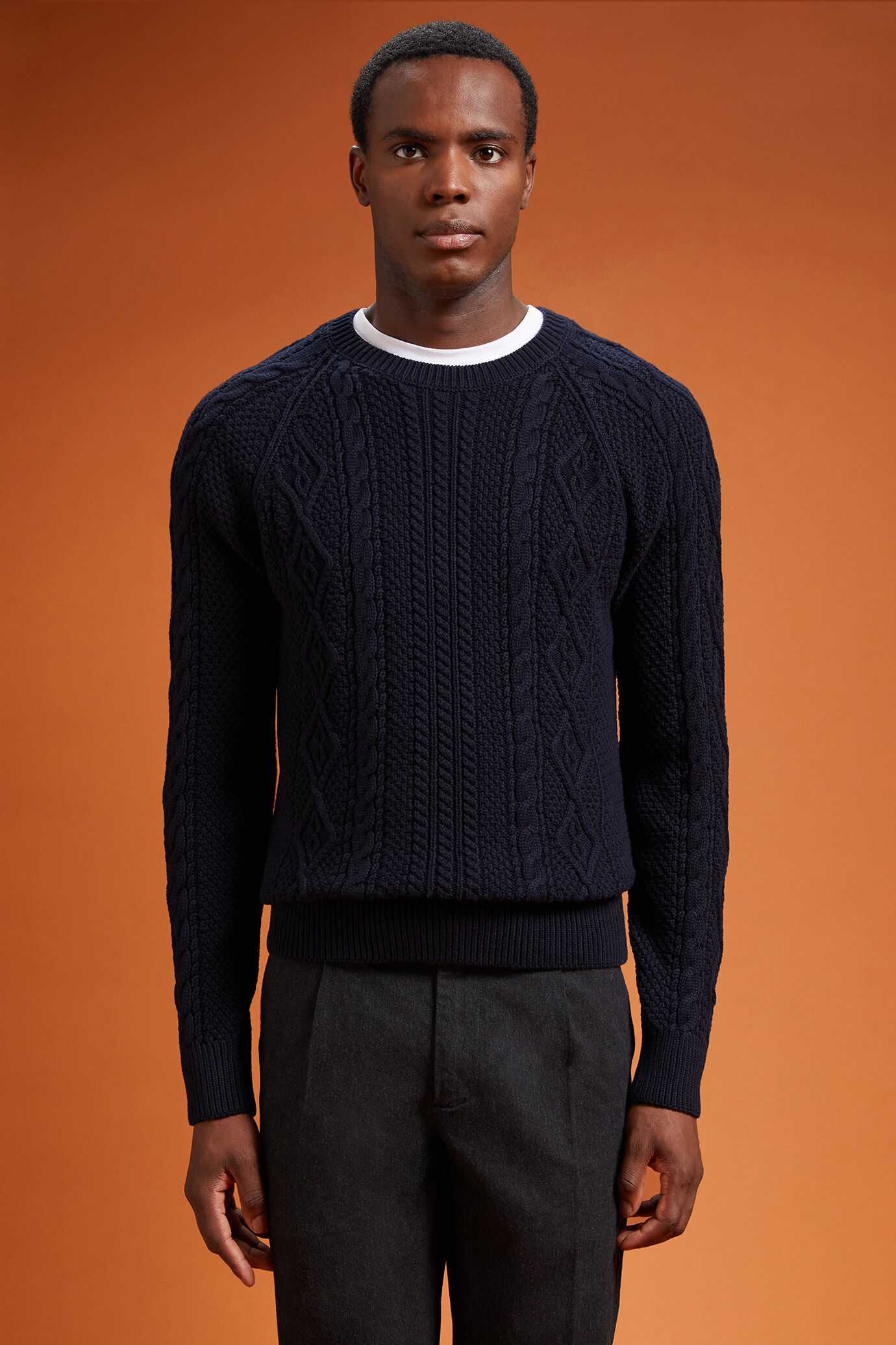 Doppelganger - Maglia uomo girocollo 100% cotone lavorazione intrecciata regular fit