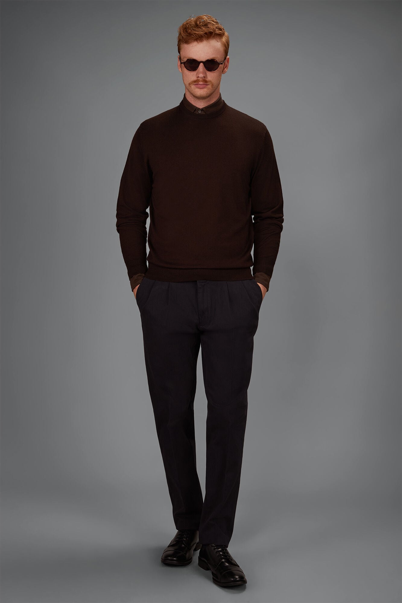 Doppelganger - Maglia uomo girocollo 100% lana merino extrafine regular fit