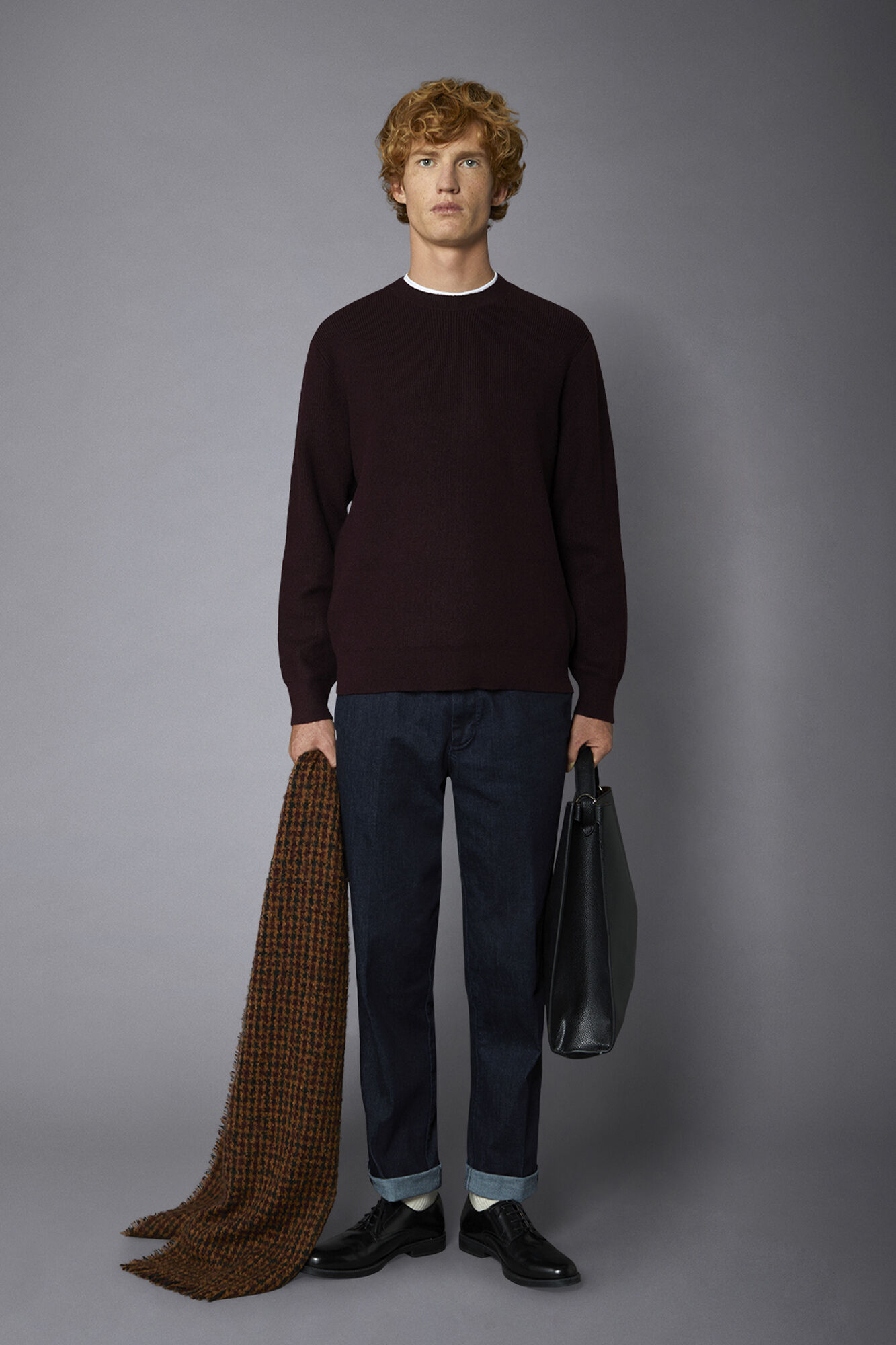 Doppelganger - Maglia uomo girocollo con lavorazione a costa inglese regular fit