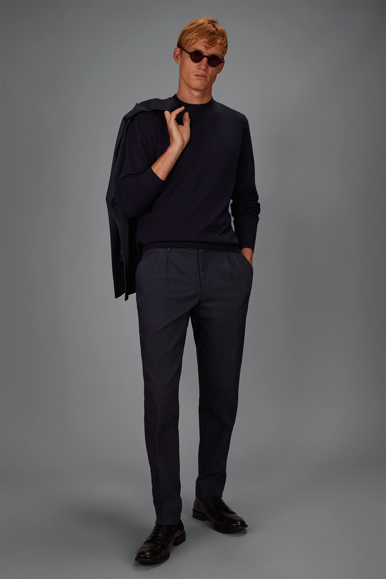 Doppelganger - Maglia uomo girocollo in misto lana e cotone regular fit