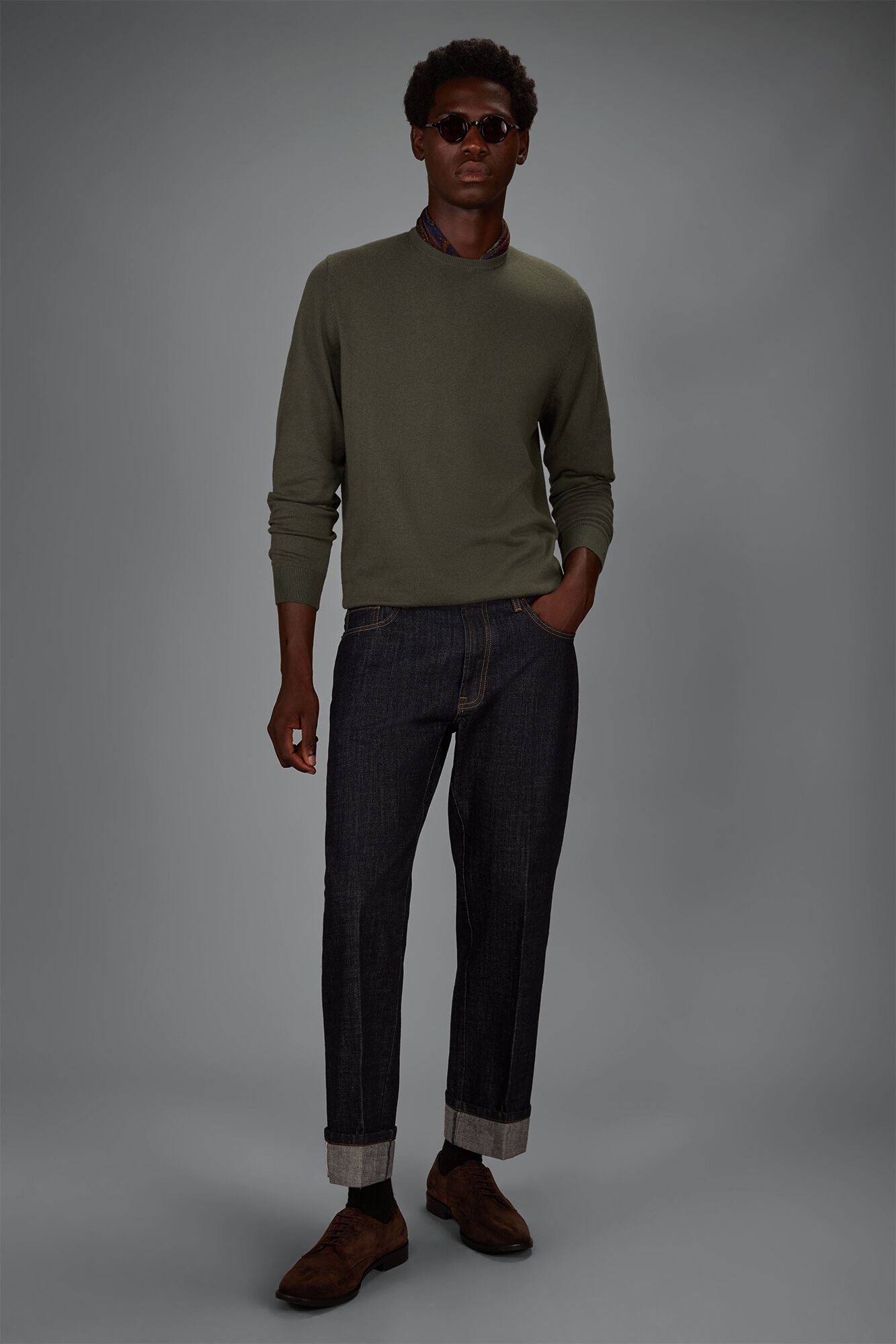 Doppelganger - Maglia uomo girocollo in misto lana e cotone regular fit