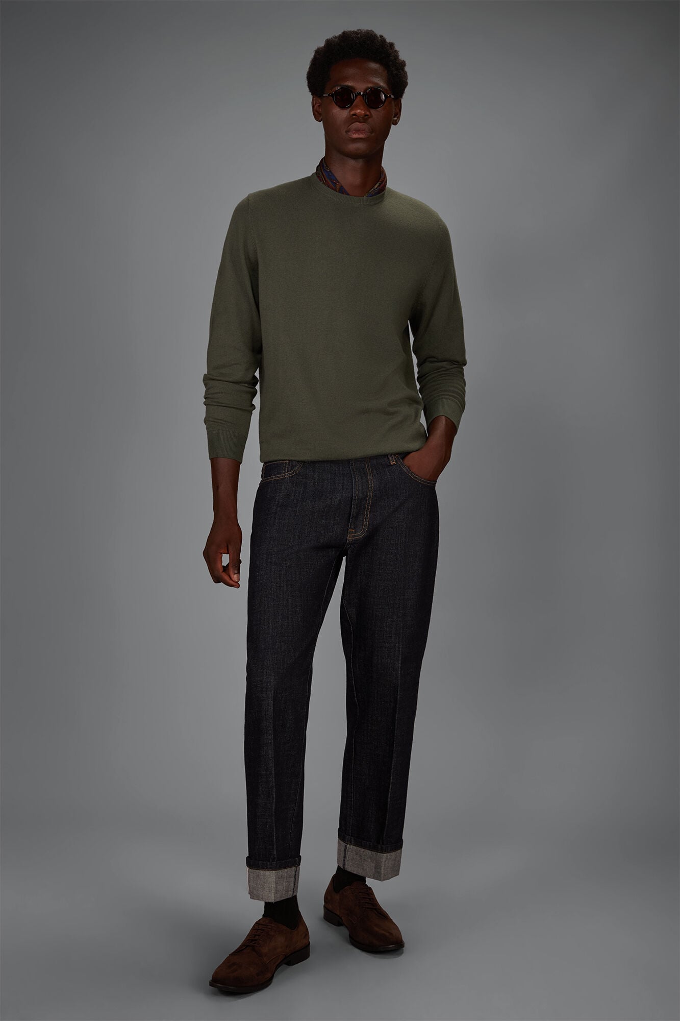 Doppelganger - Maglia uomo girocollo in misto lana e cotone regular fit
