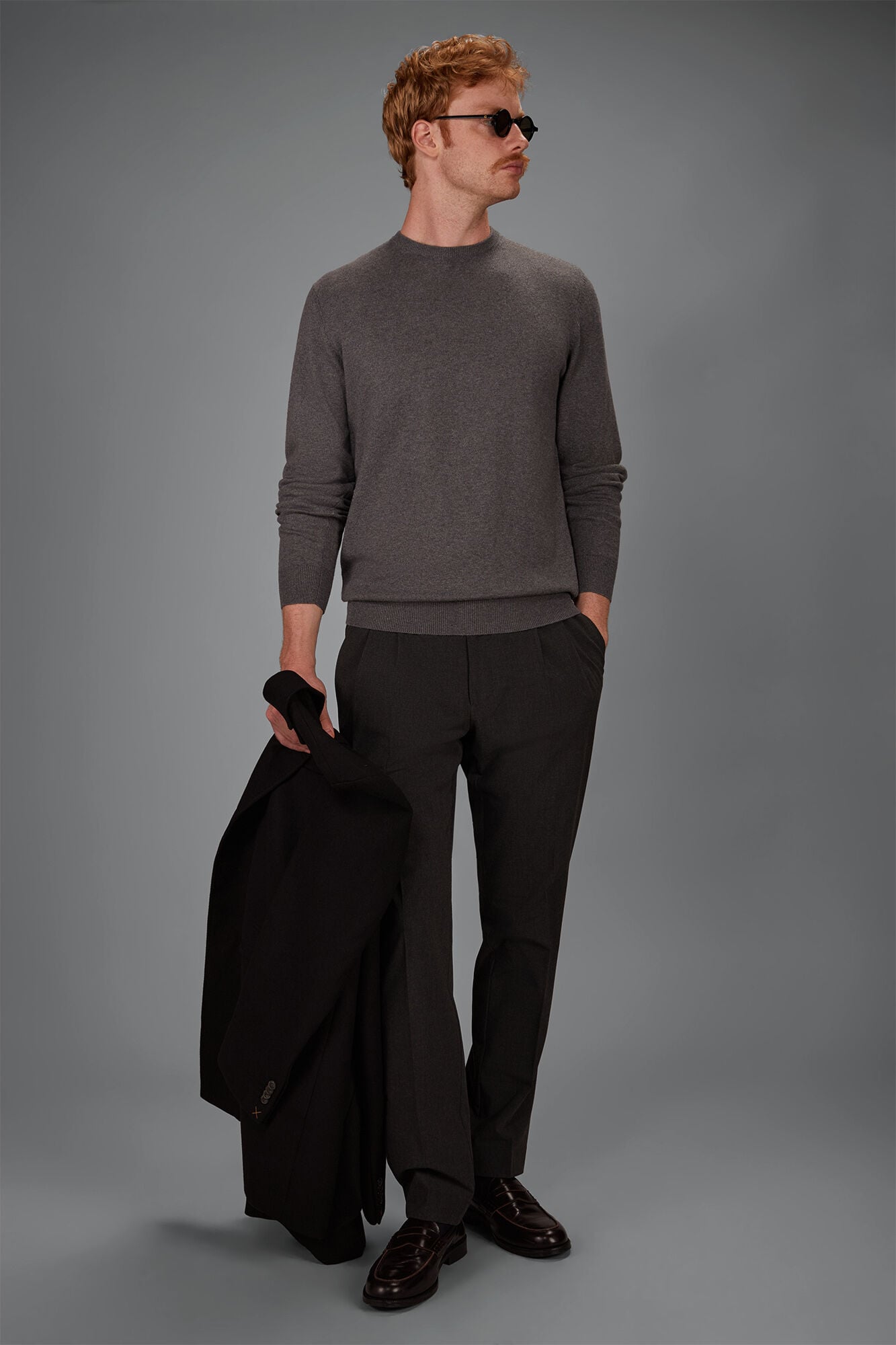Doppelganger - Maglia uomo girocollo in misto lana e cotone regular fit