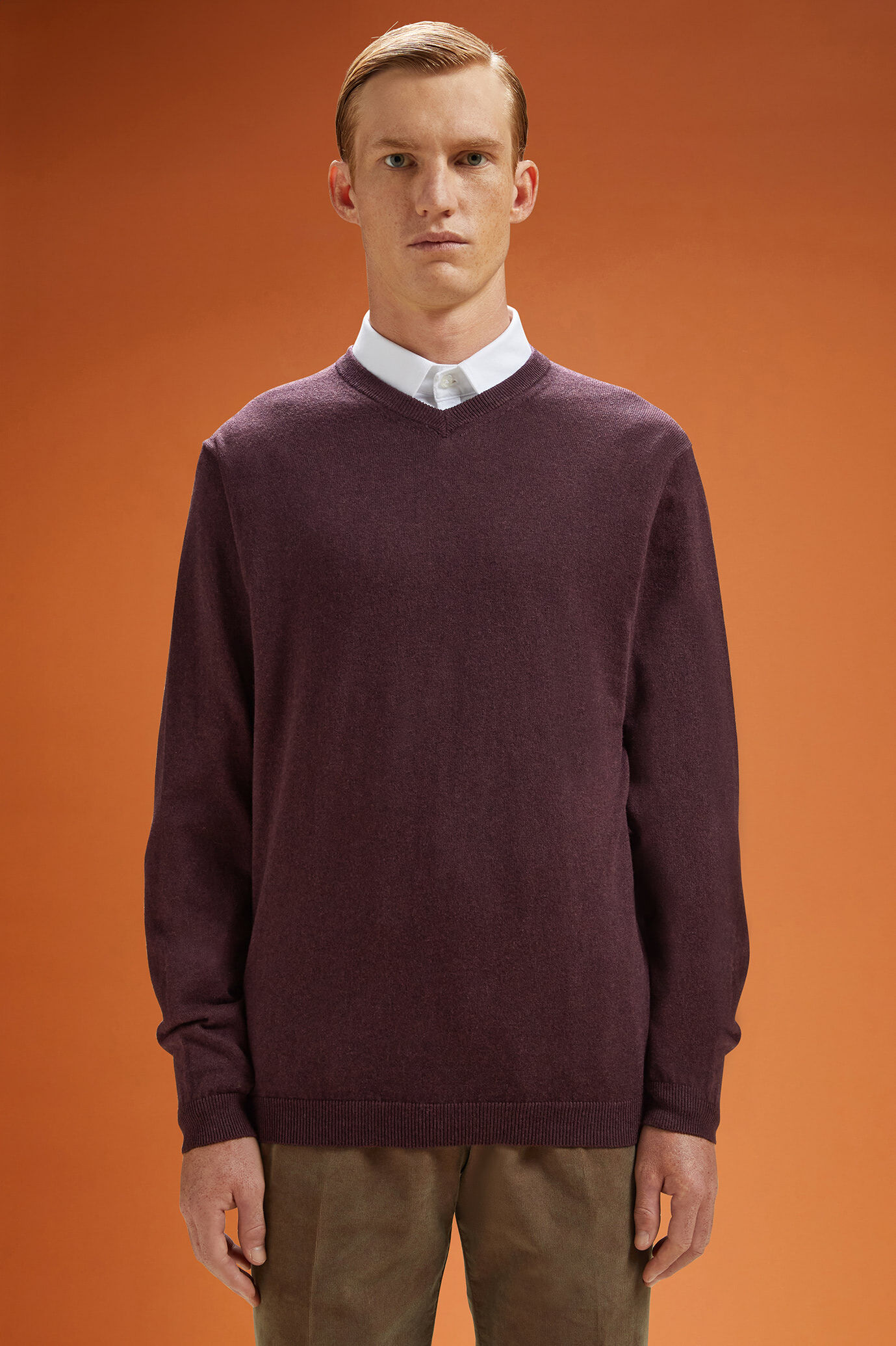 Doppelganger - Maglia uomo scollo a V lana e cotone regular fit