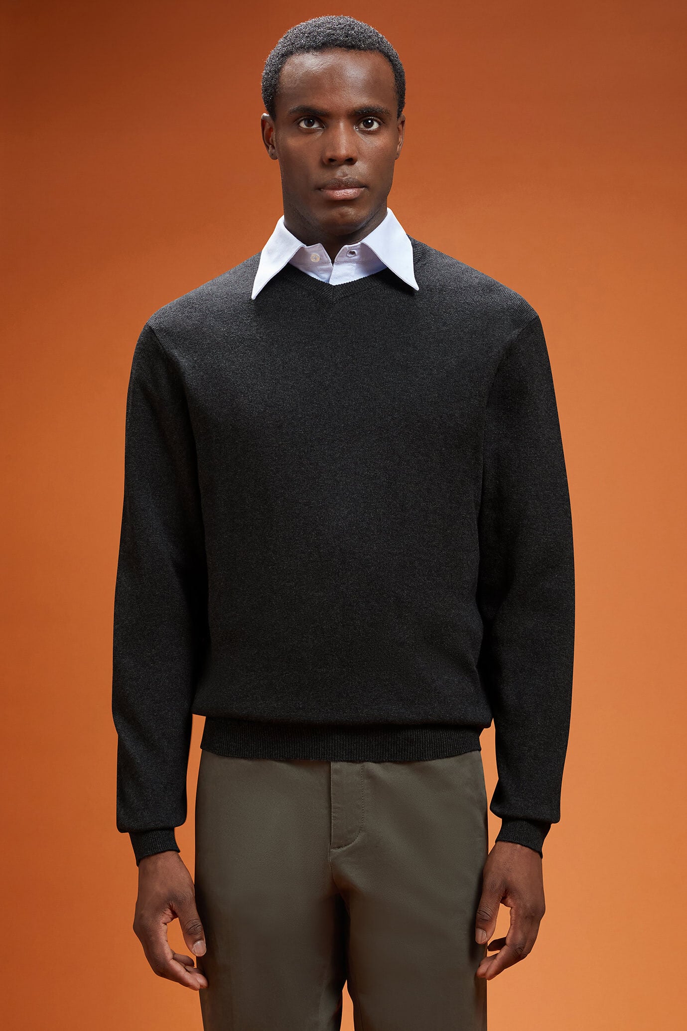 Doppelganger - Maglia uomo scollo a V lana e cotone regular fit