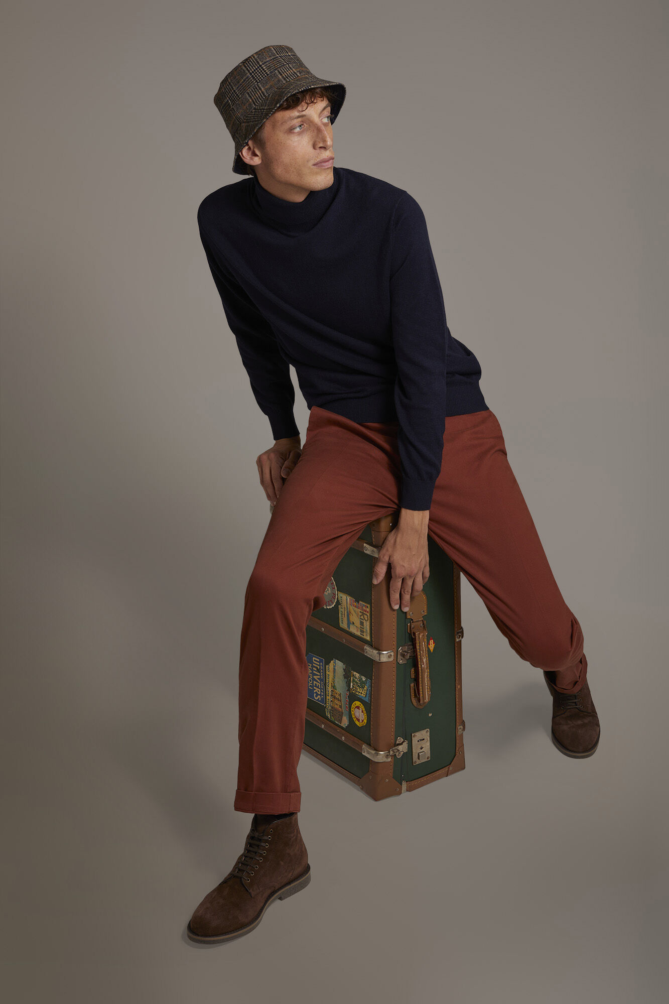 Doppelganger - Pantalone chino uomo classico regular fit tessuto twill elasticizzato