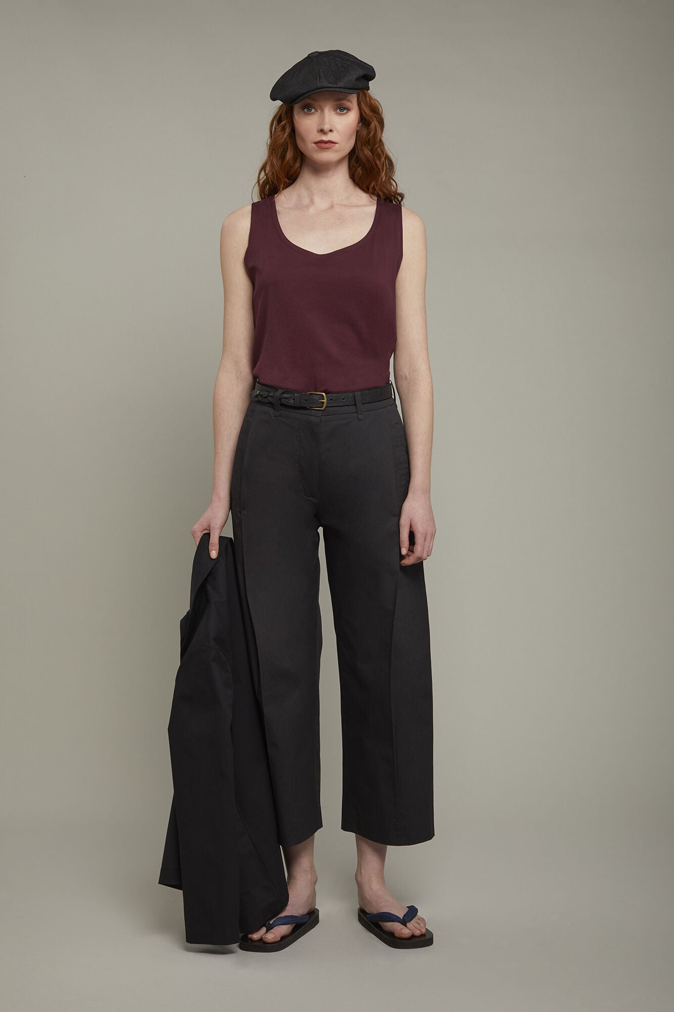 Doppelganger - Pantalone donna 100% cotone tinta unita regular fit