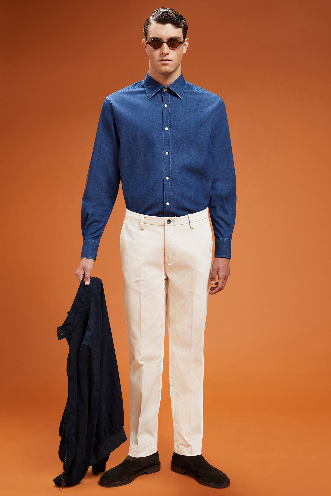 Doppelganger - Pantalone uomo classico costruzione spina di pesce elasticizzato regular fit Doppelganger - Pantalone uomo classico costruzione spina di pesce elasticizzato regular fit