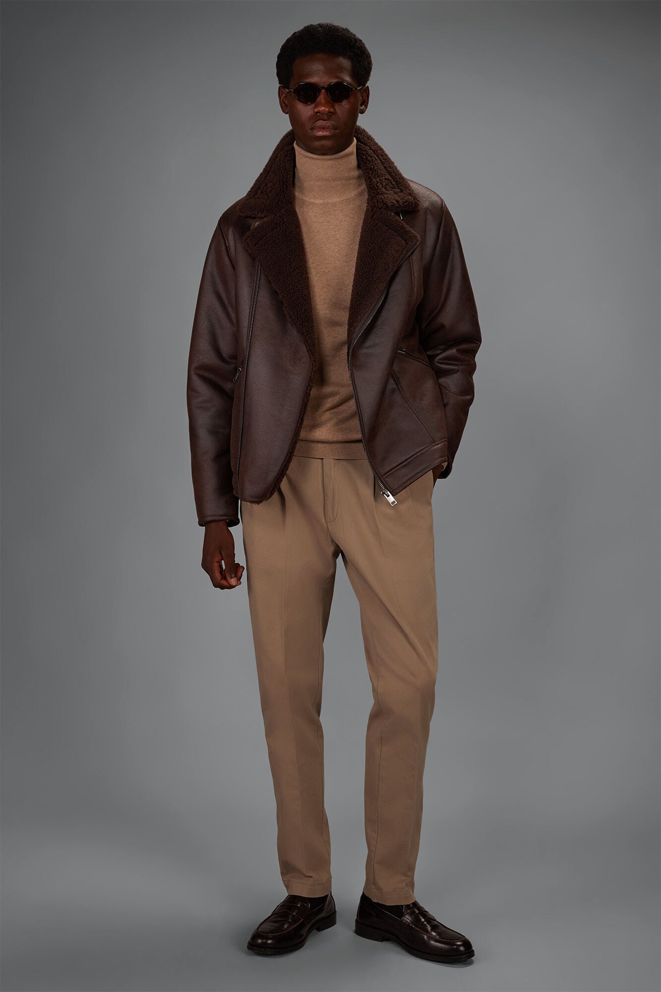 Doppelganger - Pantalone uomo in tela pesante con doppia pince comfort fit