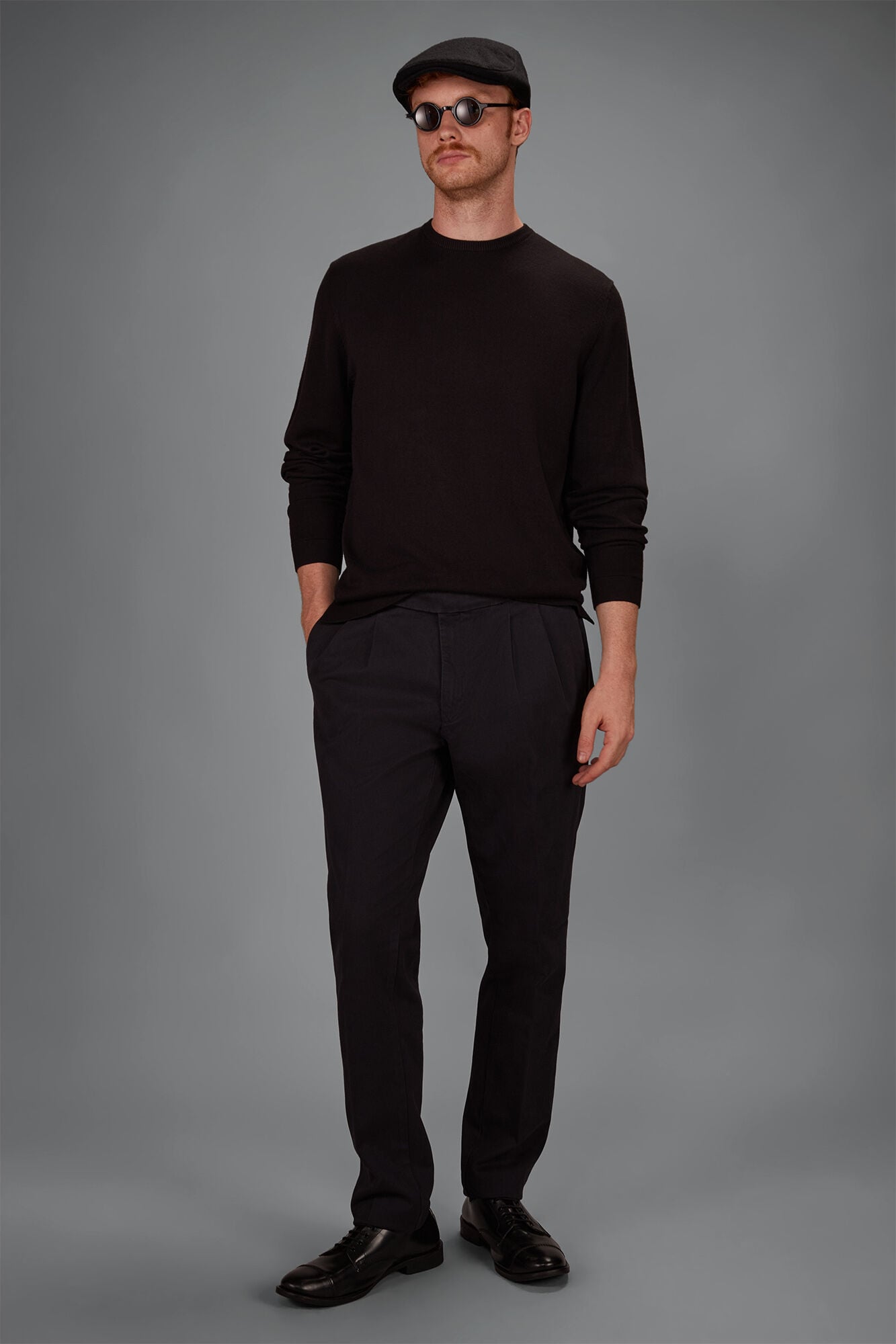 Doppelganger - Pantalone uomo in tela pesante con doppia pince comfort fit