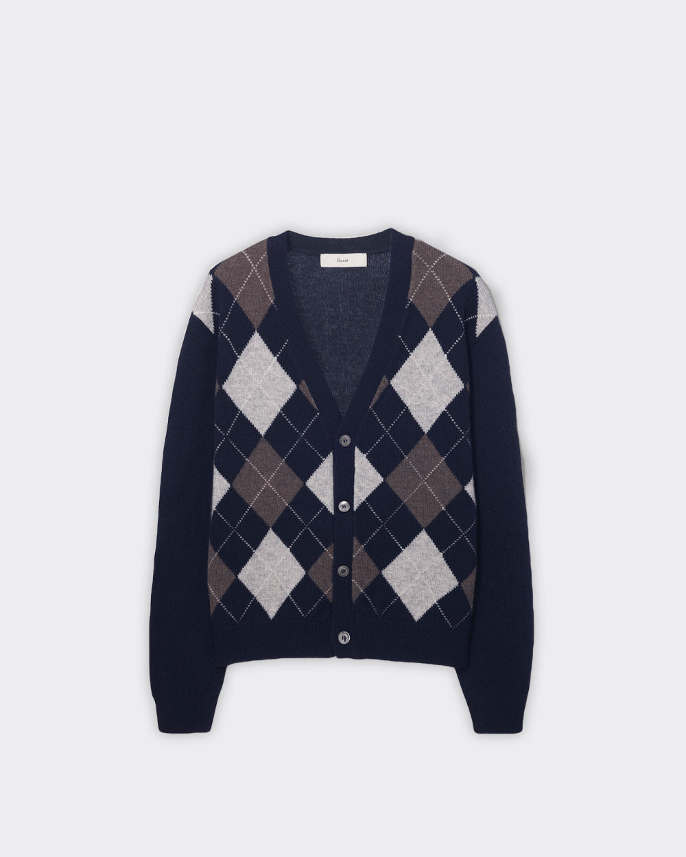 Dunst Cardigan V-Neck Argyle Blu