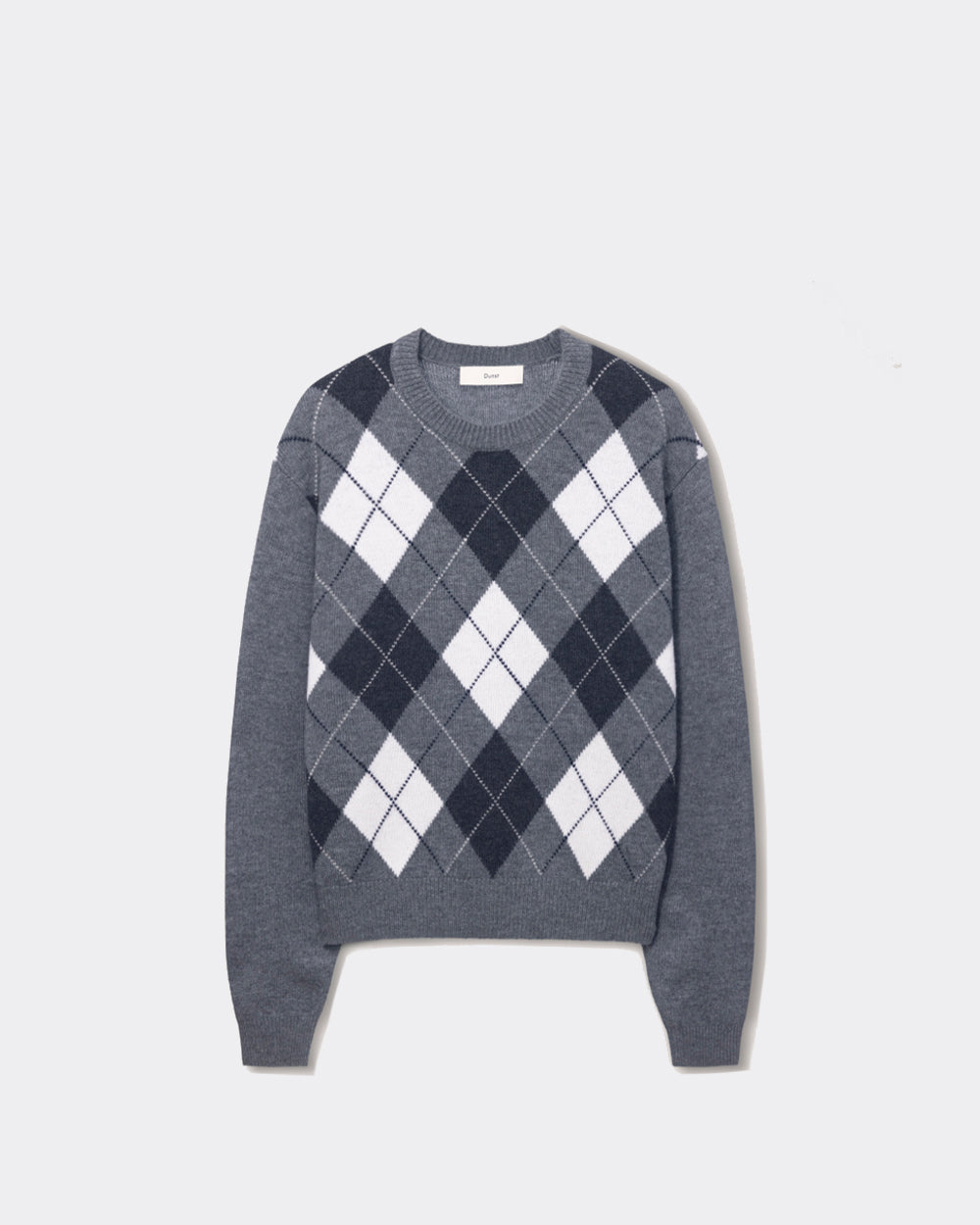 Dunst Knit Crewneck Argyle Grigio