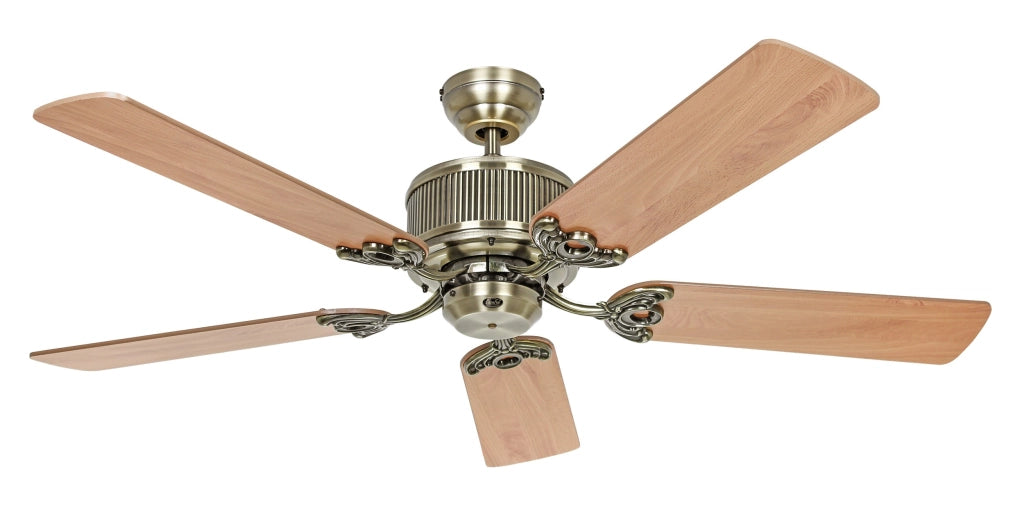 ECO ELEMENTS 132, Ventilatore senza Luce, CasaFan Colore Pale: Rovere antico e Faggio, Corpo: Ottone