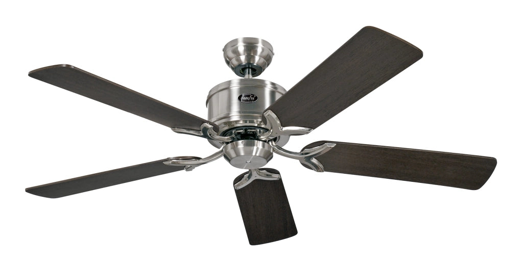 ECO ELEMENTS 132, Ventilatore senza Luce, CasaFan Corpo: Cromo Spazzolato, Colore Pale: Wengè e Acero