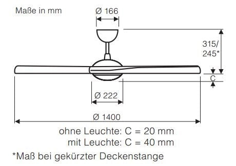 ECO INTERIOR 140, Ventilatore senza Luce, CasaFan Colore: Cromato, Colore Pale: Noce