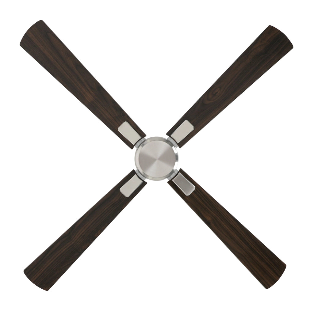 ECO NEO III 132, Ventilatore senza Luce Corpo Acciaio Spazzolato, Colore Pale: Noce e Ciliegio, Corpo: Cromo Spazzolato