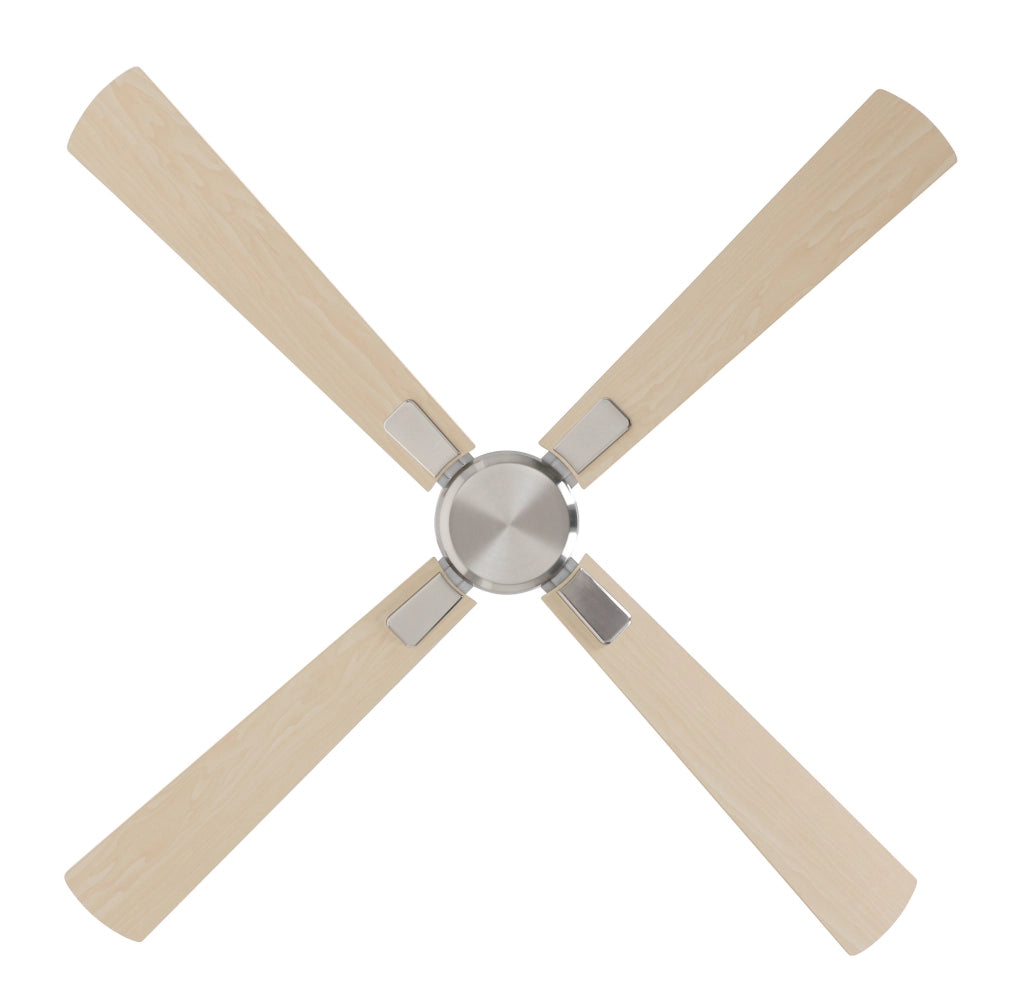 ECO NEO III 132, Ventilatore senza Luce Corpo Acciaio Spazzolato, Corpo: Cromo Spazzolato, Colore Pale: Acero e Faggio
