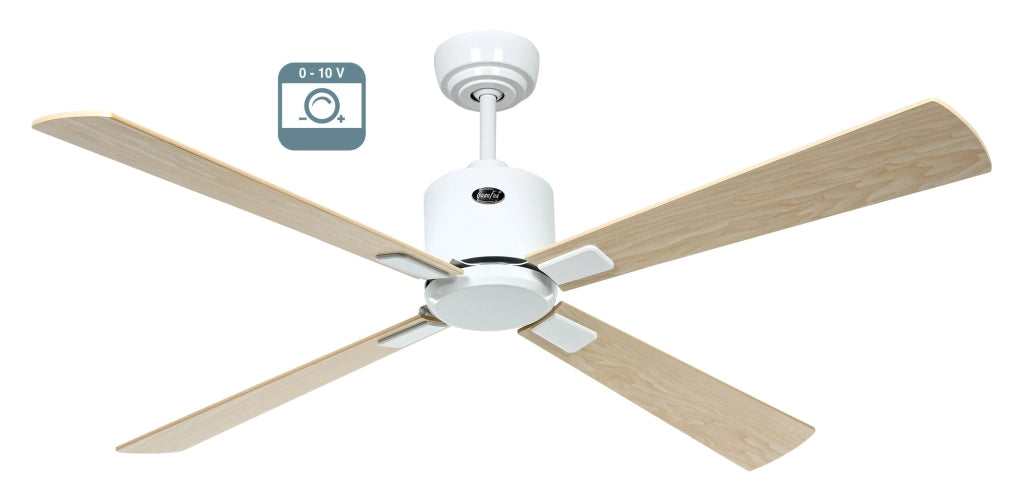 ECO NEO III 132, Ventilatore senza Luce Corpo Bianco, CasaFan Colore Pale: Acero e Faggio, Corpo: Bianco