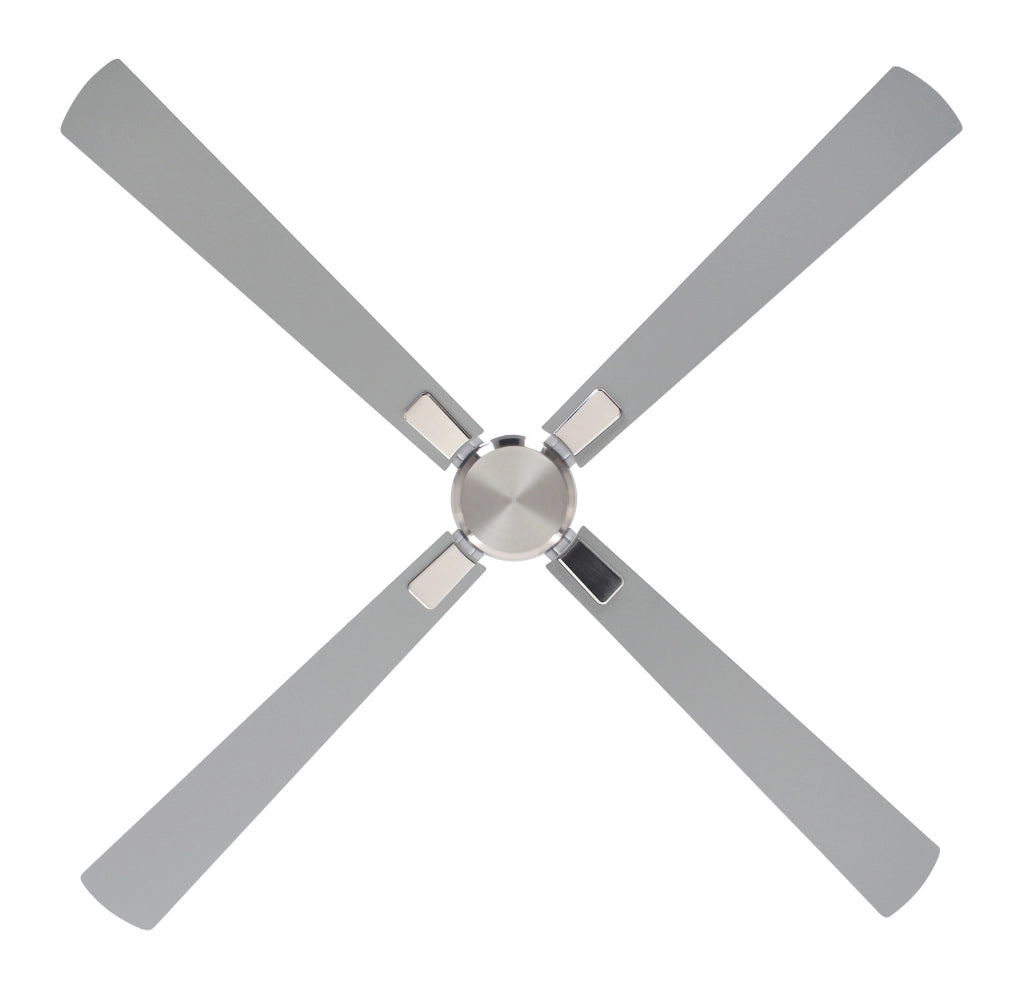 ECO NEO III 152, Ventilatore senza Luce Corpo Acciaio Spazzolato, Colore Pale: Bianco e Grigio, Corpo: Cromo Spazzolato