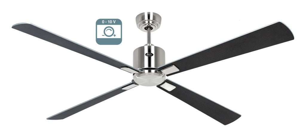 ECO NEO III 152, Ventilatore senza Luce Corpo Acciaio Spazzolato, Colore Pale: Wenge e Grigio, Corpo: Cromo Spazzolato