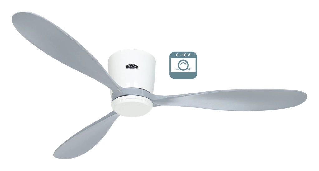 ECO PLANO WOOD 132, Ventilatore senza Luce, CasaFan Corpo: Bianco, Colore Pale: Alluminio