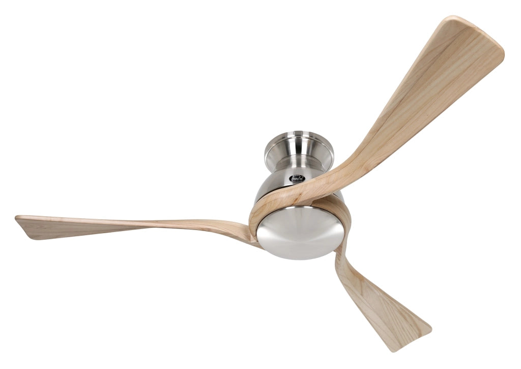 ECO REGENTO, Ventilatore senza Luce, CasaFan Colore Pale: Legno Naturale, Colore: Cromato