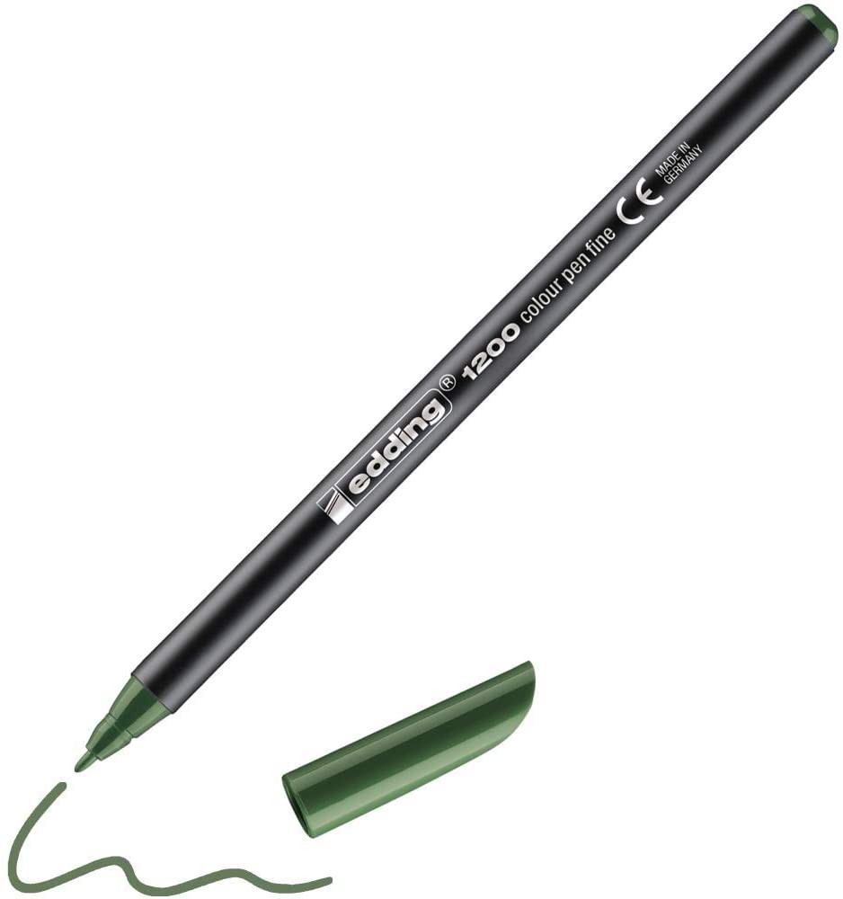 Edding 1200 Pennarello indelebile - Punta Rotonda - Linea tra 05 e 1 mm. - Inchiostro a base d acqua - Colore verde oliva