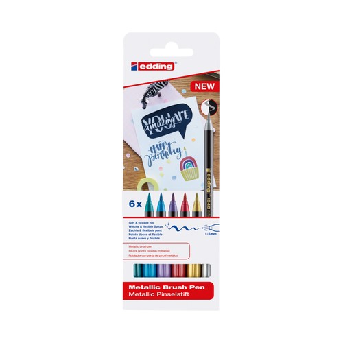Edding 1340 marcatore Oro Blu metallizzato Verde metallizato Rosso metallico Viola metallico 6 pz Edding 1340 marcatore Oro Blu metallizzato Verde metallizato Rosso metallico Viola metallico 6 pz
