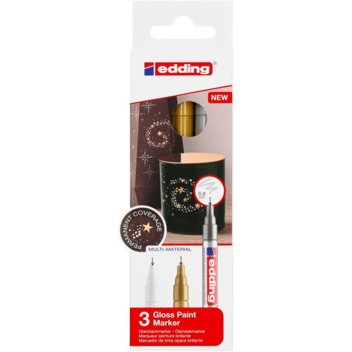 Edding 780 Oro Argento Bianco 3 pz