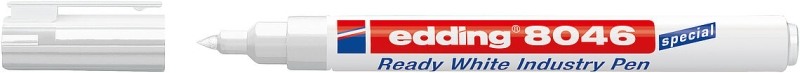 Edding 8046 Marcatore permanente industriale - Punta tonda 1-3 mm - Inchiostro opaco - Resistente all'usura allo sfregamento e alla luce - Bianco Edding 8046 Marcatore permanente industriale - Punta tonda 1-3 mm - Inchiostro opaco - Resistente all'usura allo sfregamento e alla luce - Bianco