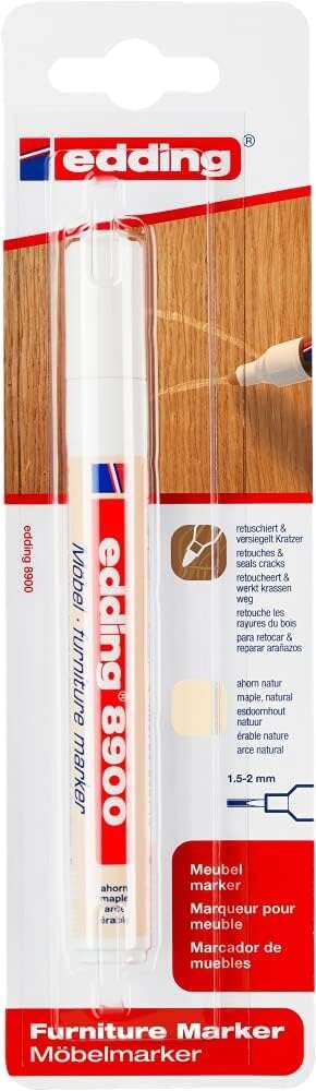 Edding 8900 Pennarello permanente per mobili - Punta tonda 15-2 mm - Resistente alla luce - Asciugatura rapida - Colore acero naturale Edding 8900 Pennarello permanente per mobili - Punta tonda 15-2 mm - Resistente alla luce - Asciugatura rapida - Colore acero naturale