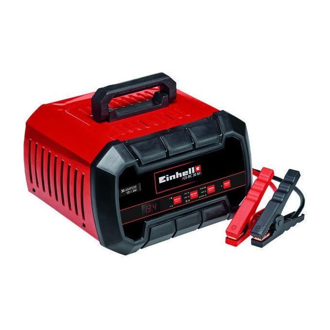 Einhell 1002275 CE-BC 30 M Caricabatterie e Avviatore Intelligente 12 24 V per Batterie Gel AGM Piombo Acido 100 A di Avviamento Morsetti Isolati Protezioni Integrate colore Rosso