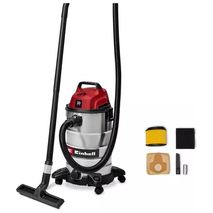 Einhell 2342235 TC-VC 3055 S Bidone Aspirasolidi e Liquidi Secco Umido 950 W 190 mbar Serbatoio Inox 30 L colore Grigio Einhell 2342235 TC-VC 3055 S Bidone Aspirasolidi e Liquidi Secco Umido 950 W 190 mbar Serbatoio Inox 30 L colore Grigio