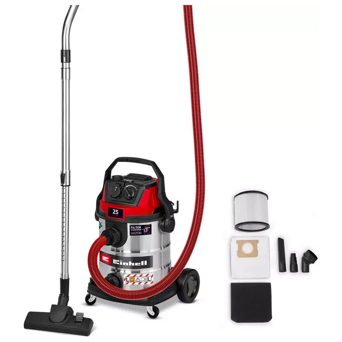 Einhell 2347435 TE-VC 2580 SACL Bidone Aspirasolidi e Liquidi 1100 W 200 mbar 25 L Classe L Filtro HEPA Presa Automatica Einhell 2347435 TE-VC 2580 SACL Bidone Aspirasolidi e Liquidi 1100 W 200 mbar 25 L Classe L Filtro HEPA Presa Automatica