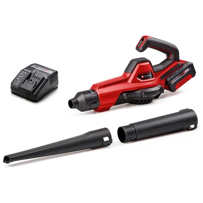 Einhell 3433560 Power X-Change Soffiatore a batteria 18V 250 Km-h 120 m³-h tubo 3 pezzi display LED 1x4.0 Ah
