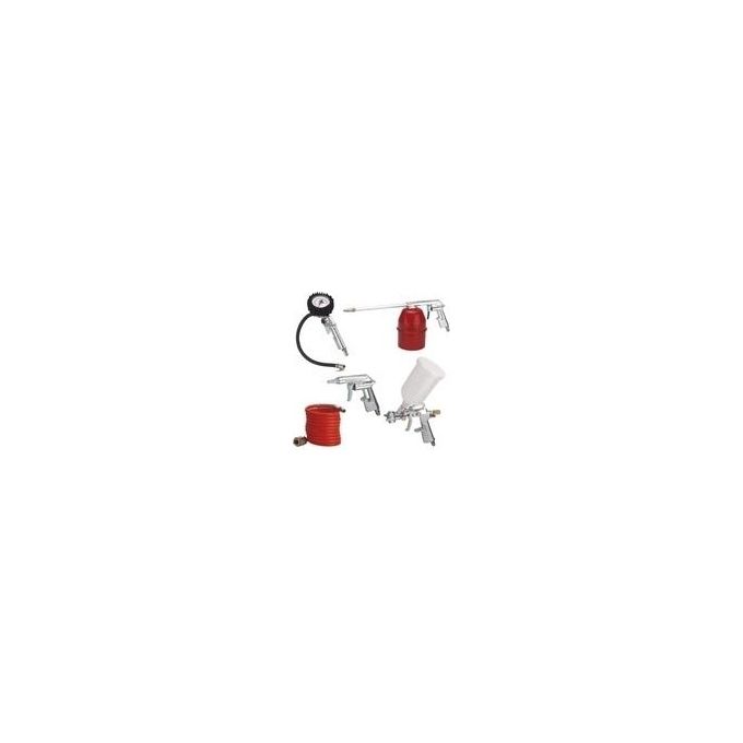 Einhell 4132720 Set di Accessori per Aria Compressa 5 Pezzi Tubo 4 m con Innesto Rapido colore Metallico Rosso Bianco