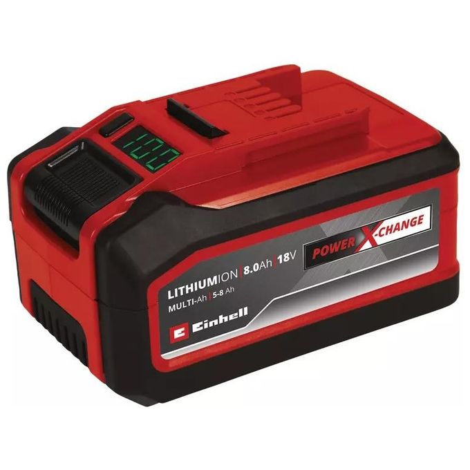 Einhell 4511600 PXC Plus Batteria 18V 8Ah Multi-Ah Li-Ion Power X-Change Display digitale colore Nero Rosso Einhell 4511600 PXC Plus Batteria 18V 8Ah Multi-Ah Li-Ion Power X-Change Display digitale colore Nero Rosso