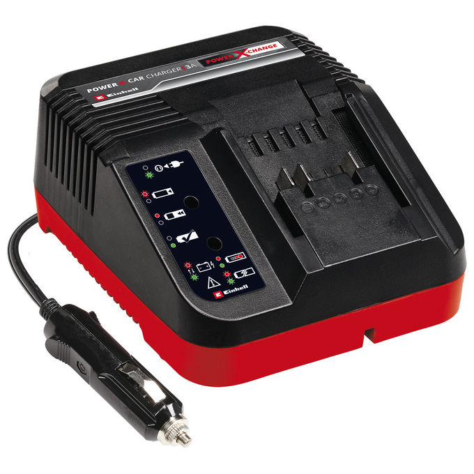 Einhell 4512113 Power X-Car Charger 3A Caricabatteria Universale per Accendisigari 18 V 3 A colore Rosso
