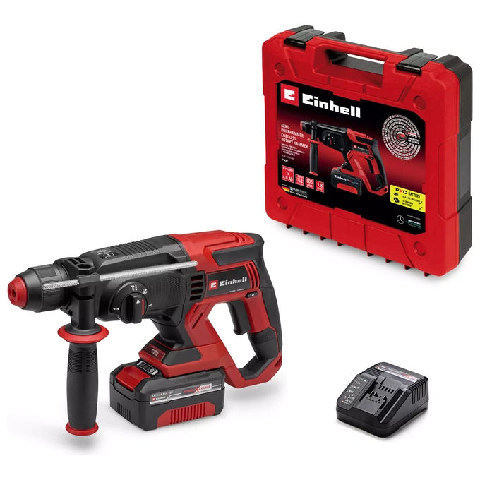 Einhell 4514299 TE-HD 18-20 Li Martello Tassellatore a Batteria 18 V 1,8 J 4 Funzioni SDS Plus con Batteria 4,0 Ah e Caricabatterie colore Nero