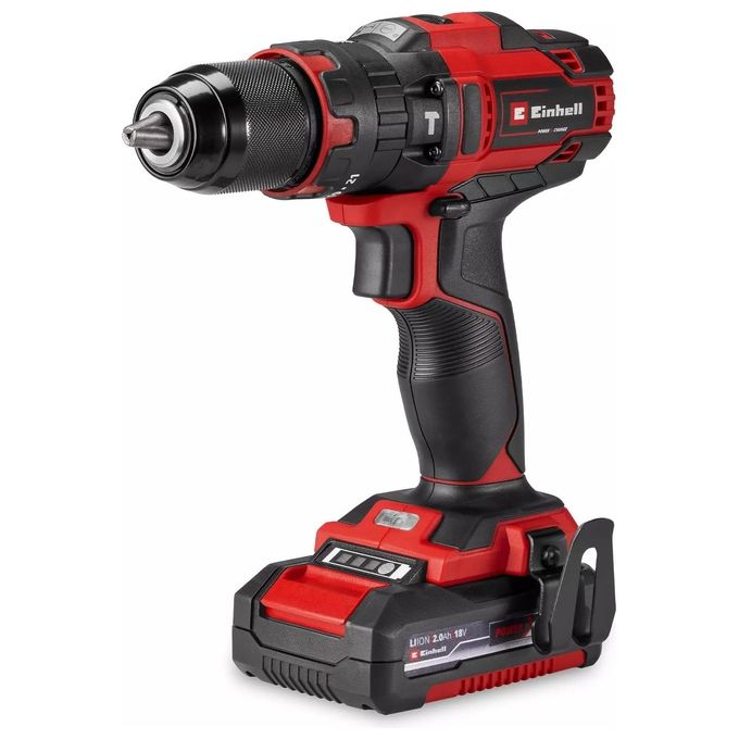 Einhell 4514325 TE-CD 18-40 Li-i Trapano Avvitatore a Percussione 18 V 2 Ah 2 Velocita' 21 Livelli Coppia Mandrino 13 mm colore Nero Rosso Argento