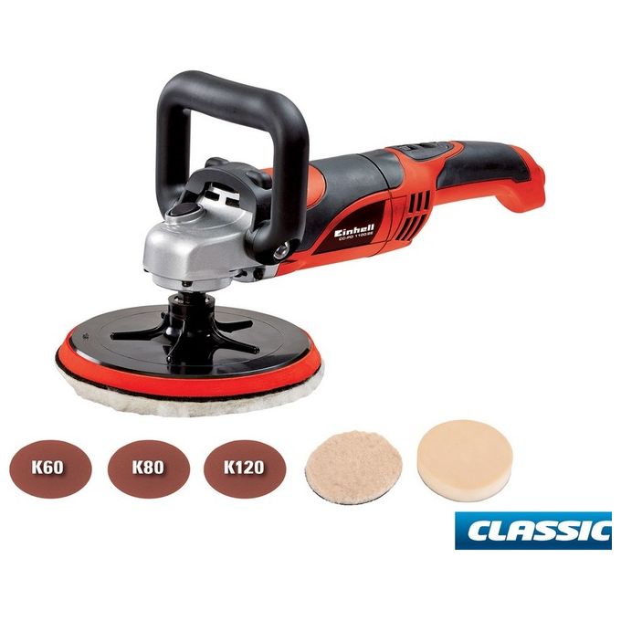 Einhell CC-PO 1100-2E Lucidatrice per Auto 1100W 180 mm 1000 3500 rpm con Accessori e Valigetta colore Rosso