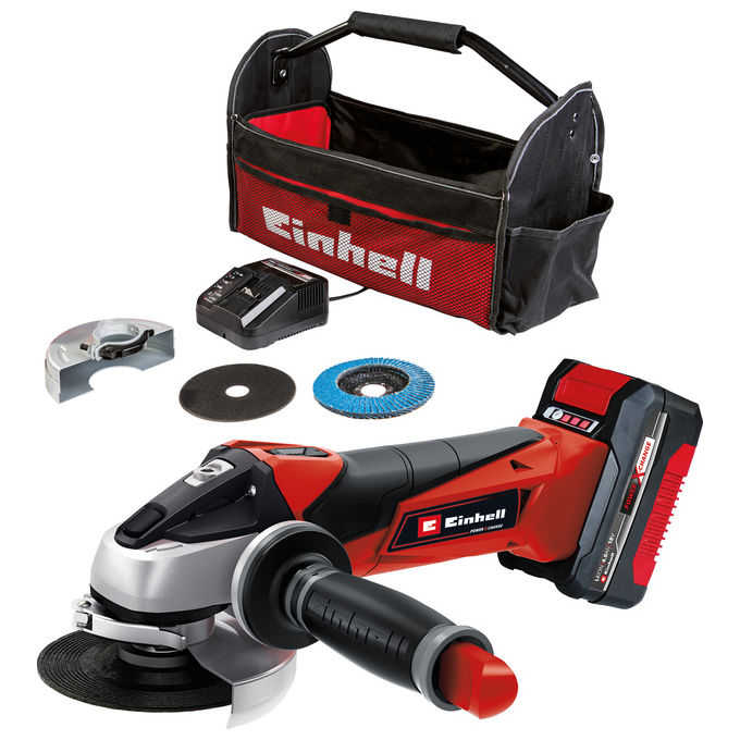 Einhell TE-AG 18-115 LI Smerigliatrice angolare a batteria 18V 4.0 Ah disco 115 mm 8500 rpm colore Nero Rosso Argento