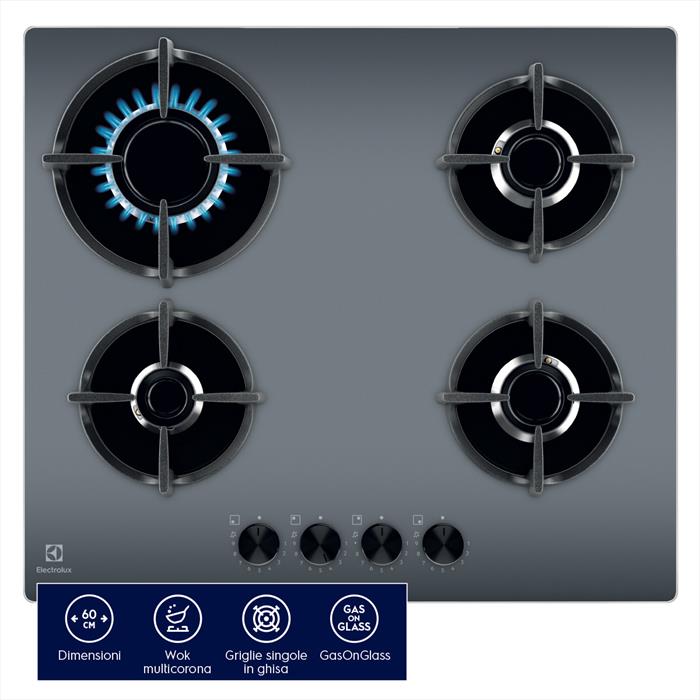 ELECTROLUX EGG64272M PIANO COTTURA GAS, 4 zone di cottura, dimensioni: L 59 cm, P 52 Specchiante