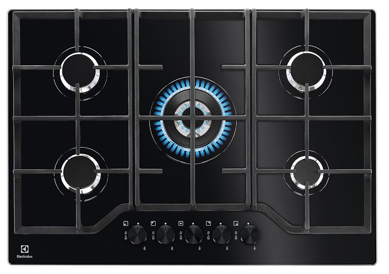 ELECTROLUX EGG7536K PIANO COTTURA GAS, 5 zone di cottura, dimensioni: L 74 cm, P 51 Nero