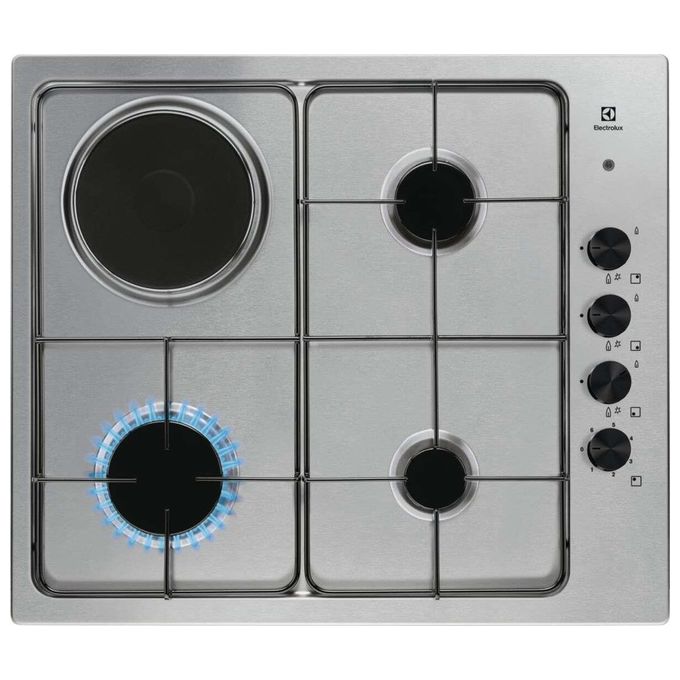 Electrolux EGL62821OX Serie 300 Piano cottura Misto 60 cm 3 fuochi gas 1 piastra elettrica 1000 W Sicurgas colore Inox Electrolux EGL62821OX Serie 300 Piano cottura Misto 60 cm 3 fuochi gas 1 piastra elettrica 1000 W Sicurgas colore Inox