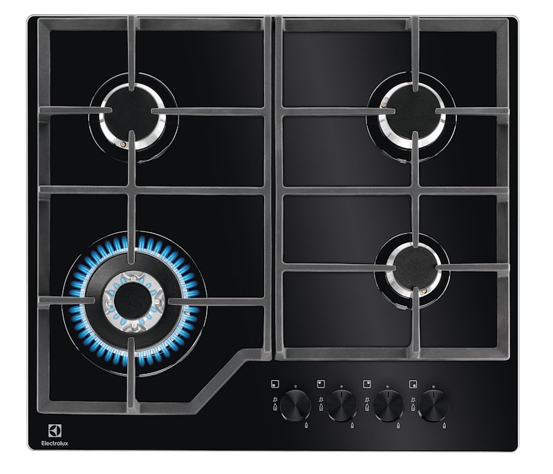 ELECTROLUX EGM6343YAK PIANO COTTURA GAS, 4 zone di cottura, dimensioni: L 59 cm, P 52 Nero
