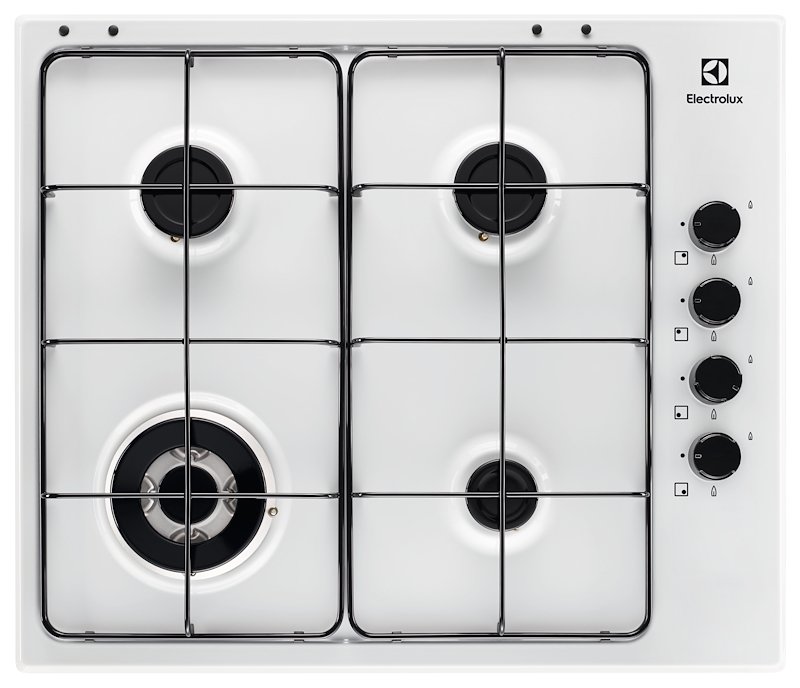 ELECTROLUX EGS6414W PIANO COTTURA GAS, 4 zone di cottura, dimensioni: L 59,4 cm, P 51 piano in Acciaio, Bianco