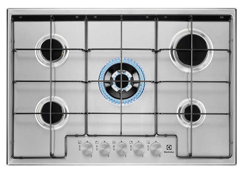 ELECTROLUX EGS7534X PIANO COTTURA GAS, 5 zone di cottura, dimensioni: L 74,4 cm, P 51 piano in Acciaio inossidabile, Inox