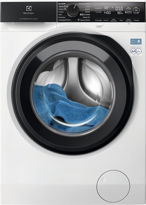 ELECTROLUX EW7F412A LAVATRICE, Caricamento frontale, 12 kg, 14 programmi, Profondità 63,6 cm, Giri 1400 rpm, Bianco, livello rumorosità centrifuga 72 dB(A), Classe A